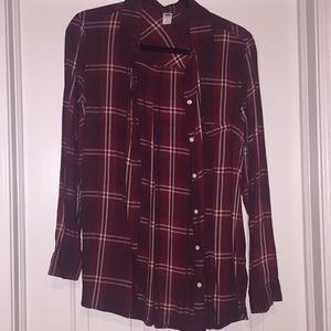 Old Navy burgundy plaid shirt